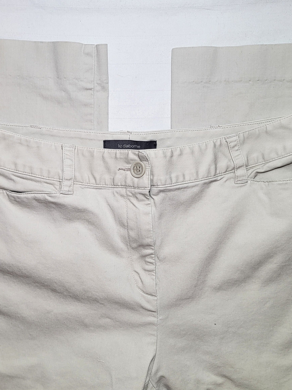 Liz Claiborne Women's Cream Straight Chino Trousers